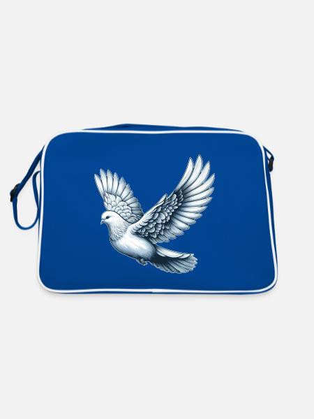Dove of Peace Bird Symbol of Peace - Retro Bag - blue/white - Back