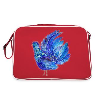Taube des Friedens. Petrykivka Malerei. UA VOLKSKUNST - Retro Tasche - Rot/Weiß - Hinten