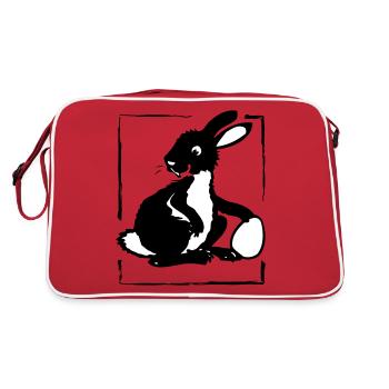 Bunny with Egg in a Frame | Vectorgraphic - Retro Bag - red/white - Back