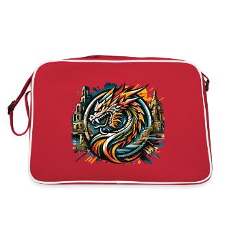 Dragon Tête de Dragon Logo Ruine Drachenfels - Sac Retro - rouge/blanc - Dos