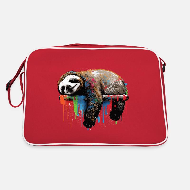 Graffiti Faultier - Retro Tasche - Rot/Weiß