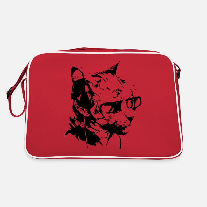 chat DJ cool avec des lunettes de soleil Sac Retro