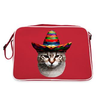 Chat polygonal avec chapeau mexicain et - Sac Retro - rouge/blanc - Dos