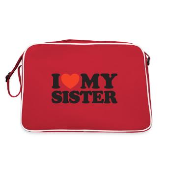 I love my sister Herz Shirt - Retro Tasche - Rot/Weiß - Hinten