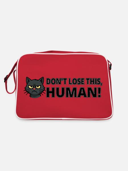Vergiss mich nicht Katze bösen Blick Geschenkidee - Retro Tasche - Rot/Weiß - Hinten