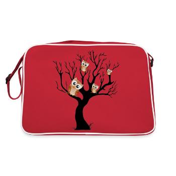 Chouette noctambule sur arbre - Sac Retro - rouge/blanc - Dos