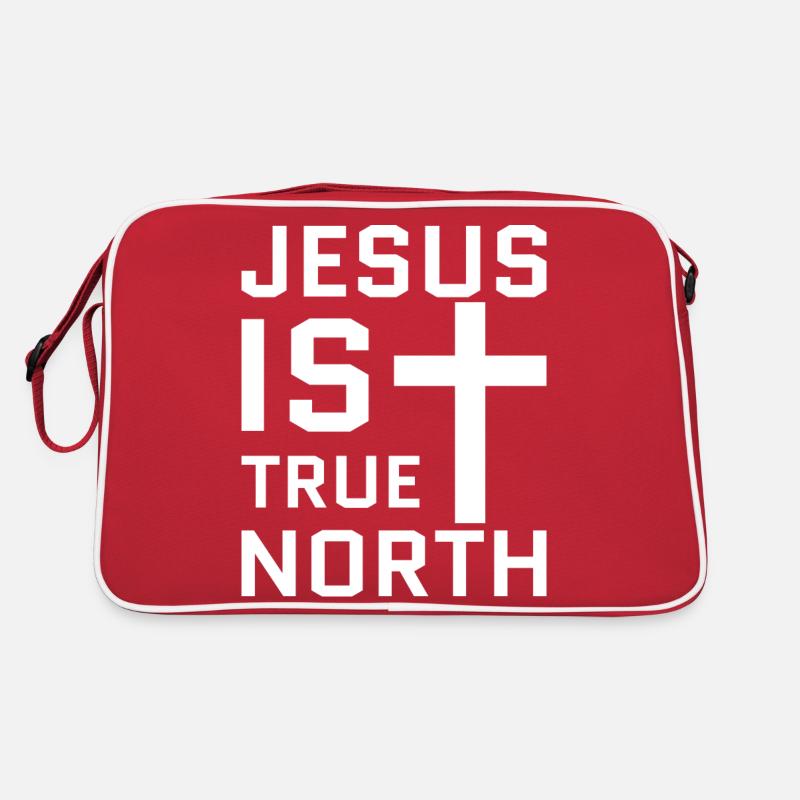 Jesus is true north White - Sac Retro - rouge/blanc