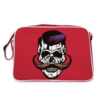 tete de mort crane moustache moustachu hipster - Sac Retro - rouge/blanc - Dos