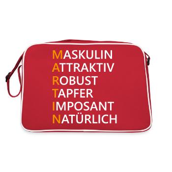 Martin Name Geschenk - Retro Tasche - Rot/Weiß - Hinten