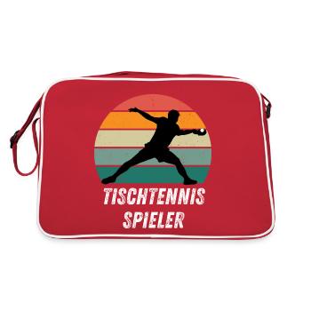Tischtennisspieler - Retro Tasche - Rot/Weiß - Hinten