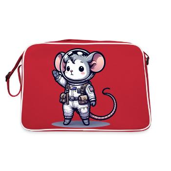 Cute Mouse Astronaut - Retro Bag - red/white - Back