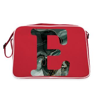 Green Marbled Letter E - Retro Bag - red/white - Back