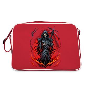 Grim Reaper in Flames - Dark and Fiery Design - Retro Bag - red/white - Back