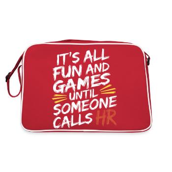 Tout est drôle jusqu’à ce que les Ressources Humaines soient appelées - Sac Retro - rouge/blanc - Dos