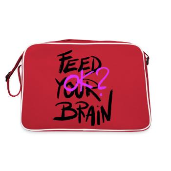Füttern Sie Ihr Gehirn - Retro Tasche - Rot/Weiß - Hinten