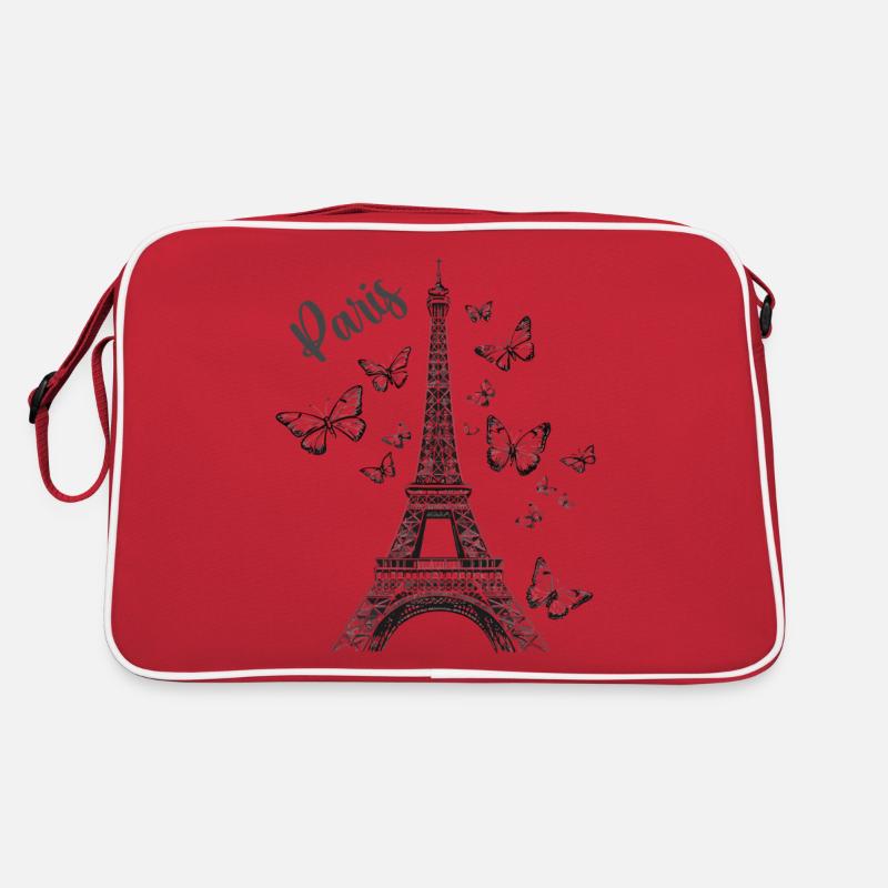 Paris Eiffelturm Frankreich Schmetterlinge Kunst Retro Tasche