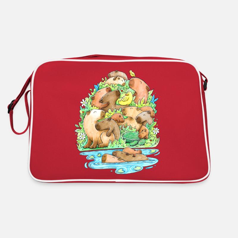 Capybara - Retro Tasche - Rot/Weiß