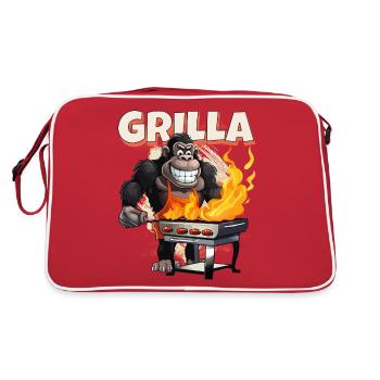 grillade grilla griller gorilla bbq dire drôle - Sac Retro - rouge/blanc - Dos