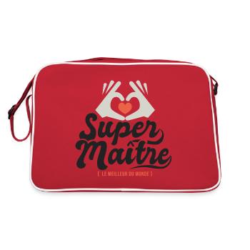 Super maitre l unique cadeau maître instituteur - Sac Retro - rouge/blanc - Dos