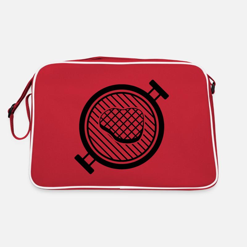 BBQ grill with delicious steak on grill grate Retro Bag