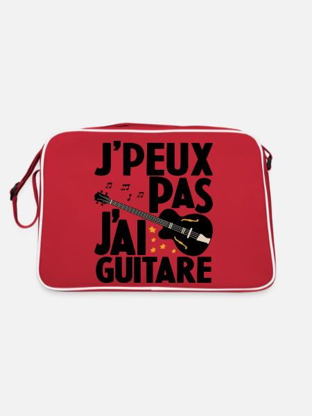 Je Peux Pas J'ai Guitare Drôle Guitare - Sac Retro - rouge/blanc - Dos