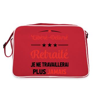 Cadeau Départ retraité Libéré Délivré Humour - Sac Retro - rouge/blanc - Dos