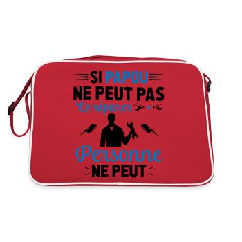 Si Papou Ne Peut Pas Le Réparer Personne Ne Peut - Sac Retro - rouge/blanc - Dos