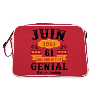 61 Ans Anniversaire Vintage Né(e) en Juin 1961 - Sac Retro - rouge/blanc - Dos