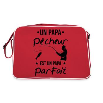 Un papa pêcheur est un papa parfait Cadeau - Sac Retro - rouge/blanc - Dos
