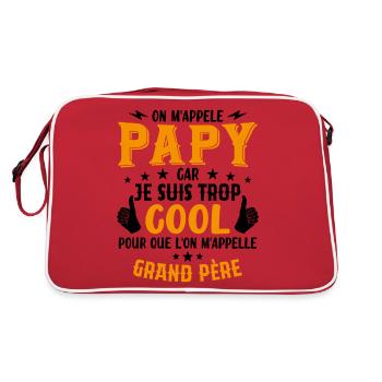 Papy car je suis trop cool / humour grand-père - Sac Retro - rouge/blanc - Dos