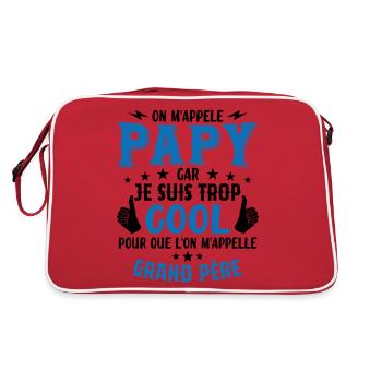 Papy car je suis trop cool / humour grand-père - Sac Retro - rouge/blanc - Dos