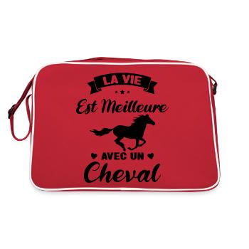 Equitation La Vie est Meilleure avec un Cheval - Sac Retro - rouge/blanc - Dos