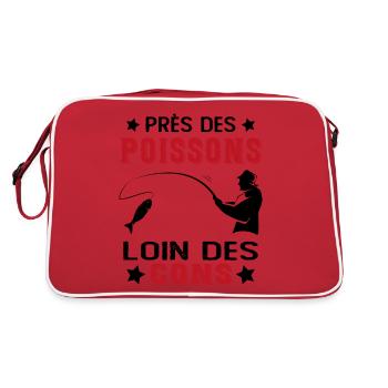 Près Des Poissons Loin Des Cons Drôle Pêcheur - Sac Retro - rouge/blanc - Dos