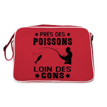 Près Des Poissons Loin Des Cons Drôle Pêcheur - Sac Retro - rouge/blanc - Dos