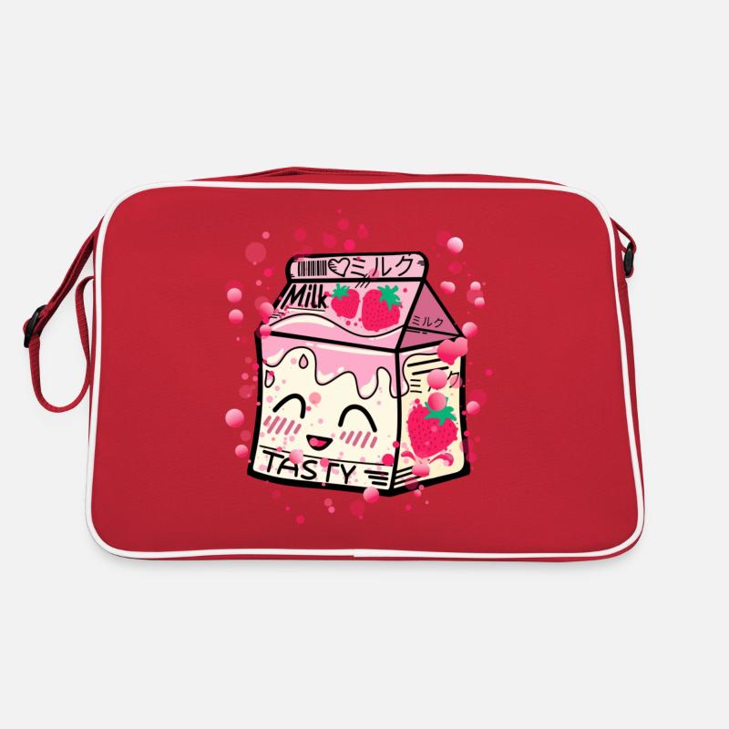 Erdbeer Milch Packung kawaii Retro Tasche