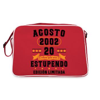 20 Ans Anniversaire Vintage Né(e) en Août 2002 - Sac Retro - rouge/blanc - Dos
