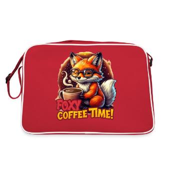 Funny Fox Animal Foxy Coffee time Fox with Coffee - Retro Bag - red/white - Back