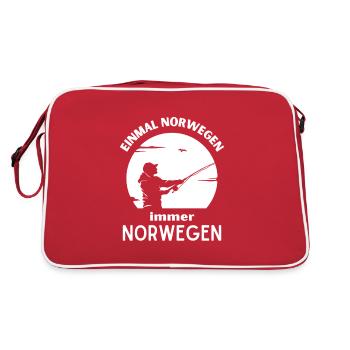 Einmal Norwegen, immer Norwegen - Retro Tasche - Rot/Weiß - Hinten