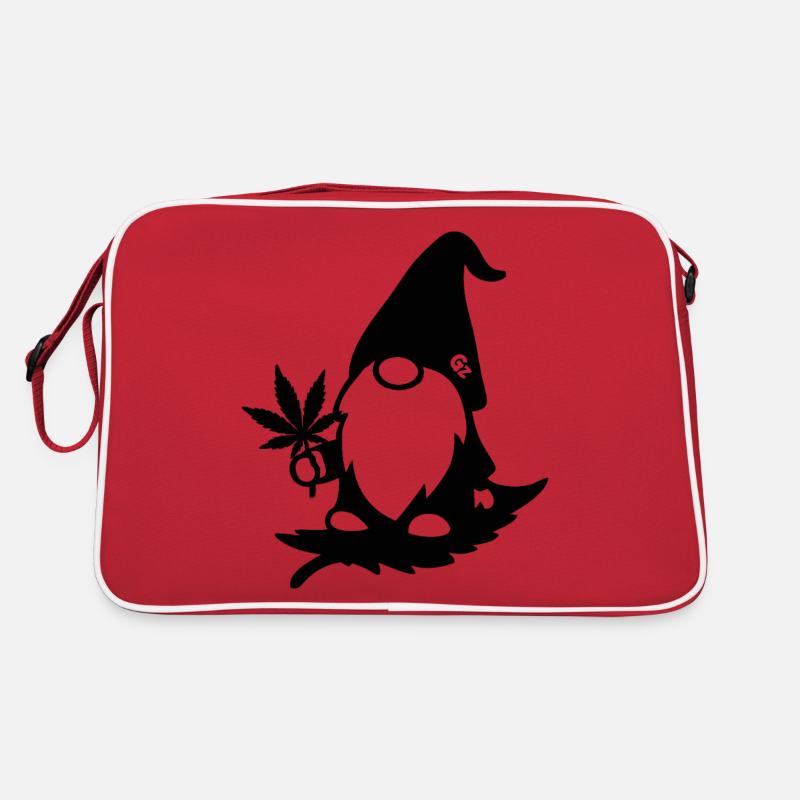 Fliegender Zwerg/Wichtel mit Hanfblatt Retro Tasche