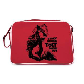 Island Pferd -TÖLT - Retro Tasche - Rot/Weiß - Hinten