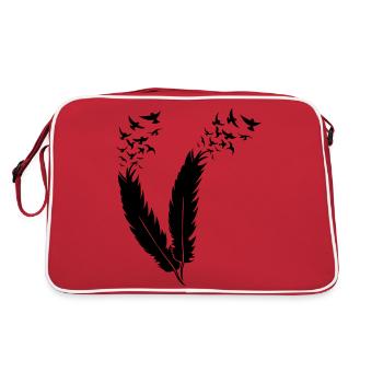 feather fly birds - Retro Tasche - Rot/Weiß - Hinten