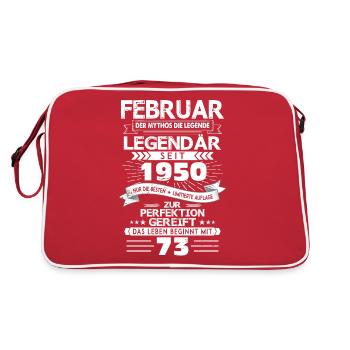 73. Geburtstag März Jahrgang 1950 Geschenkidee - Retro Tasche - Rot/Weiß - Hinten