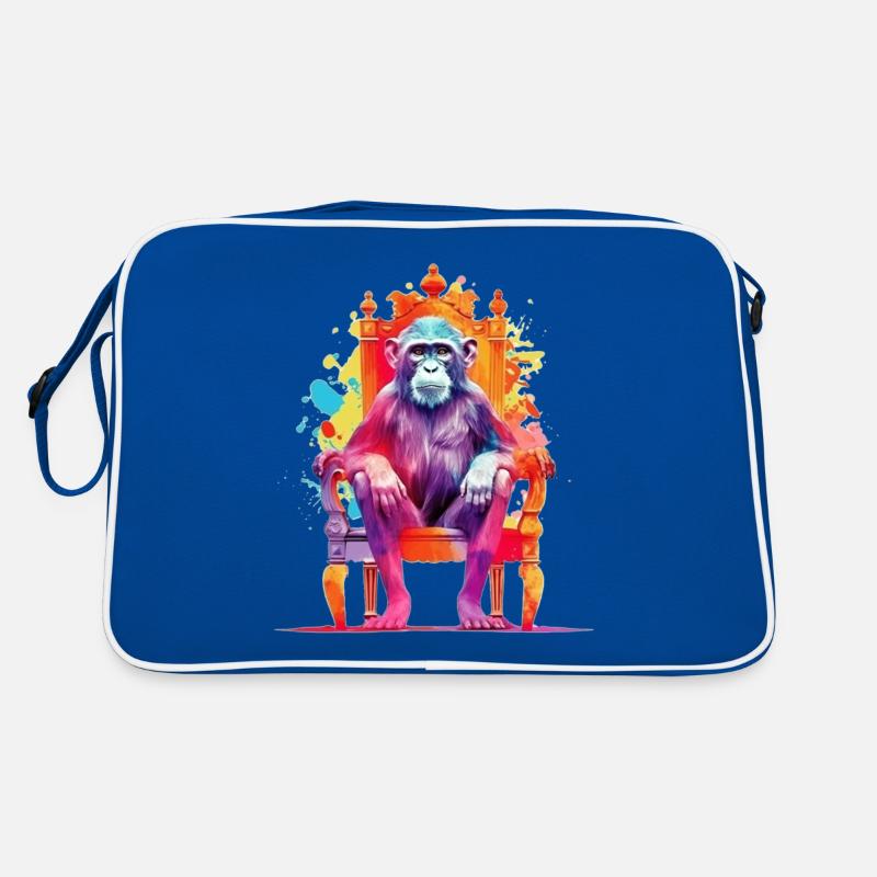 Affenkönig - Affe auf Thron - Farbenspiel Retro Tasche