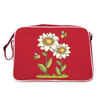 Bienen und Blüten - Retro Tasche - Rot/Weiß - Hinten