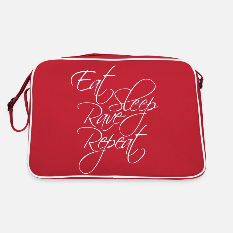 Manger dormir rave répéter nourriture sommeil corbeau disant Sac Retro