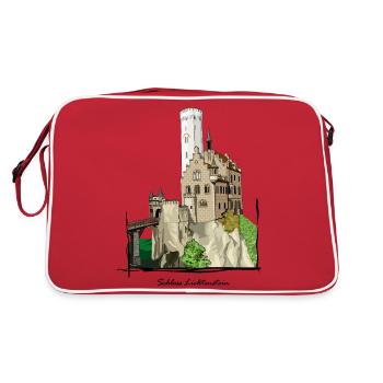 Lichtenstein Castle // Illustration - Retro Bag - red/white - Back