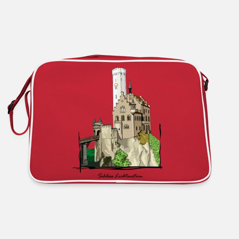 Schloss Lichtenstein // Illustration - Retro Tasche - Rot/Weiß