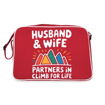 Couple d’alpinistes humoristiques Design - Sac Retro - rouge/blanc - Dos