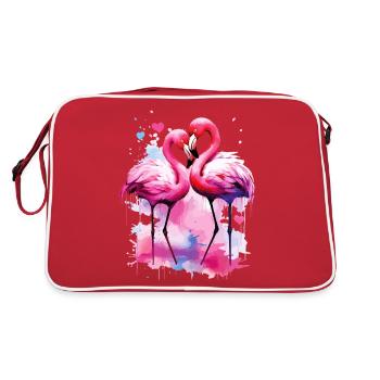 Flamingo Love Coeur Oiseau Exotique Été Rose - Sac Retro - rouge/blanc - Dos