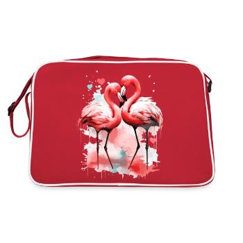 Flamingo Love Coeur Oiseau Exotique Été Rose - Sac Retro - rouge/blanc - Dos